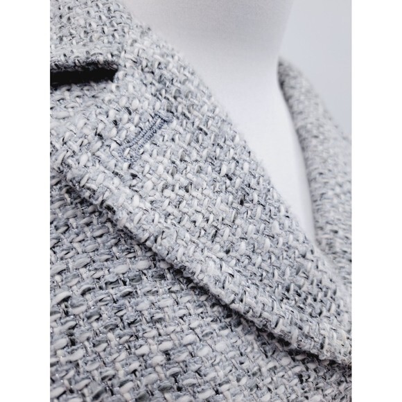 Talbot's Cotton Blend Tweed Coat Women's 10 Grey Metallic White Tweed Mid Length - Picture 4 of 9